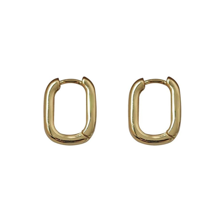 Goldene, kleine, quadratische Creolen für Damen, geometrisch, handgefertigt, Hochzeitsschmuck.