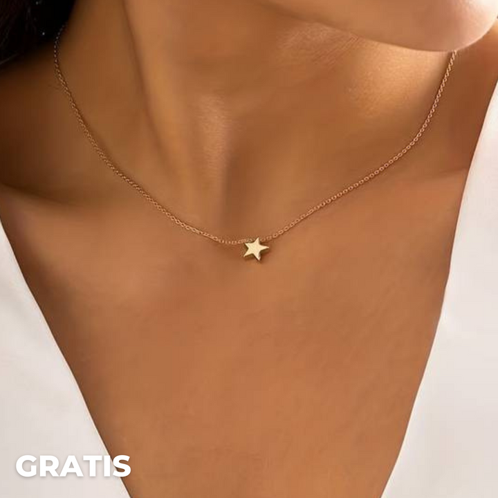 Goldene Stern-Halskette, zartes Design, Damen-Schmuck, elegantes Accessoire, modisch.
