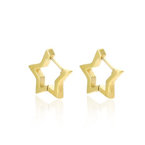 Goldene Stern-Ohrringe, geometrisches Design, modischer Schmuck, Damenaccessoire.