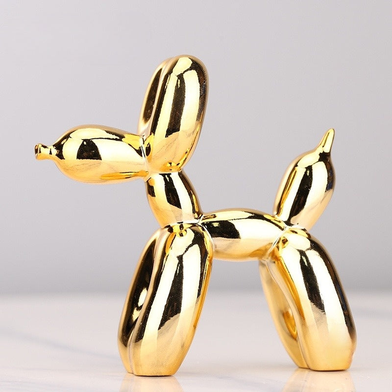 Goldene Ballonhund-Skulptur, glänzend, modernes Kunstdekor, Tischdekoration, Geschenkidee.