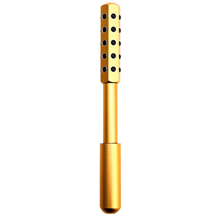 Goldener Gesichtsmassage-Roller mit schwarzen Steinen, Anti-Aging, Hautpflege-Tool.
