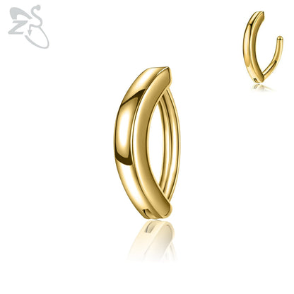 Goldener Nasenring aus Edelstahl, glänzend, minimalistisch, Piercingschmuck, unisex.