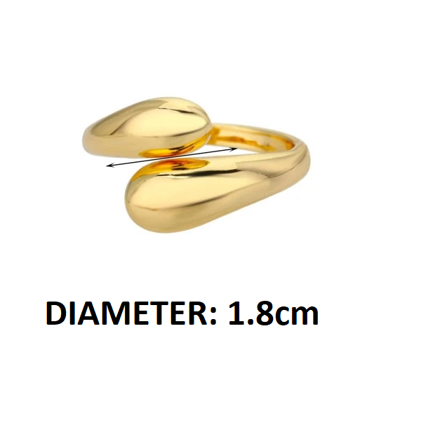Goldener verstellbarer Ring, 1.8 cm Durchmesser, elegantes Design, Schmuckaccessoire.