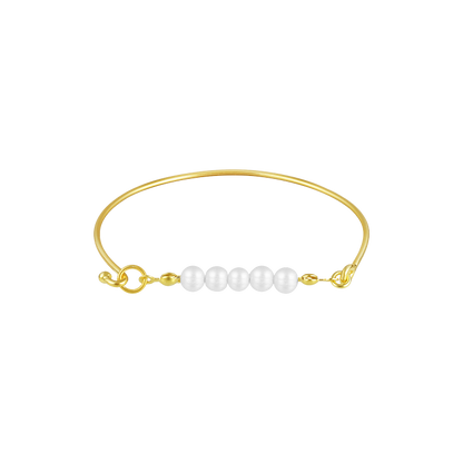 Goldenes Armband mit weißen Perlen, eleganter Schmuck, Damenaccessoire, modisches Design.
