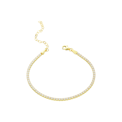 Goldenes Armband mit Zirkonia-Steinen, verstellbar, elegantes Schmuckstück für Damen.