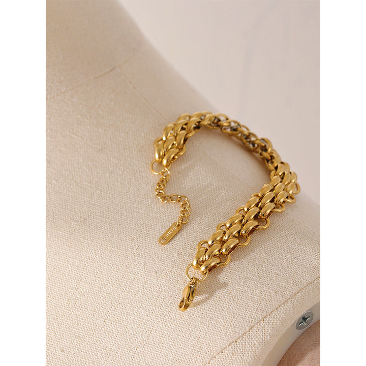 18k vergoldetes Edelstahl-Cuban Chain Armband, verstellbar, modisches Statement-Schmuckstück.