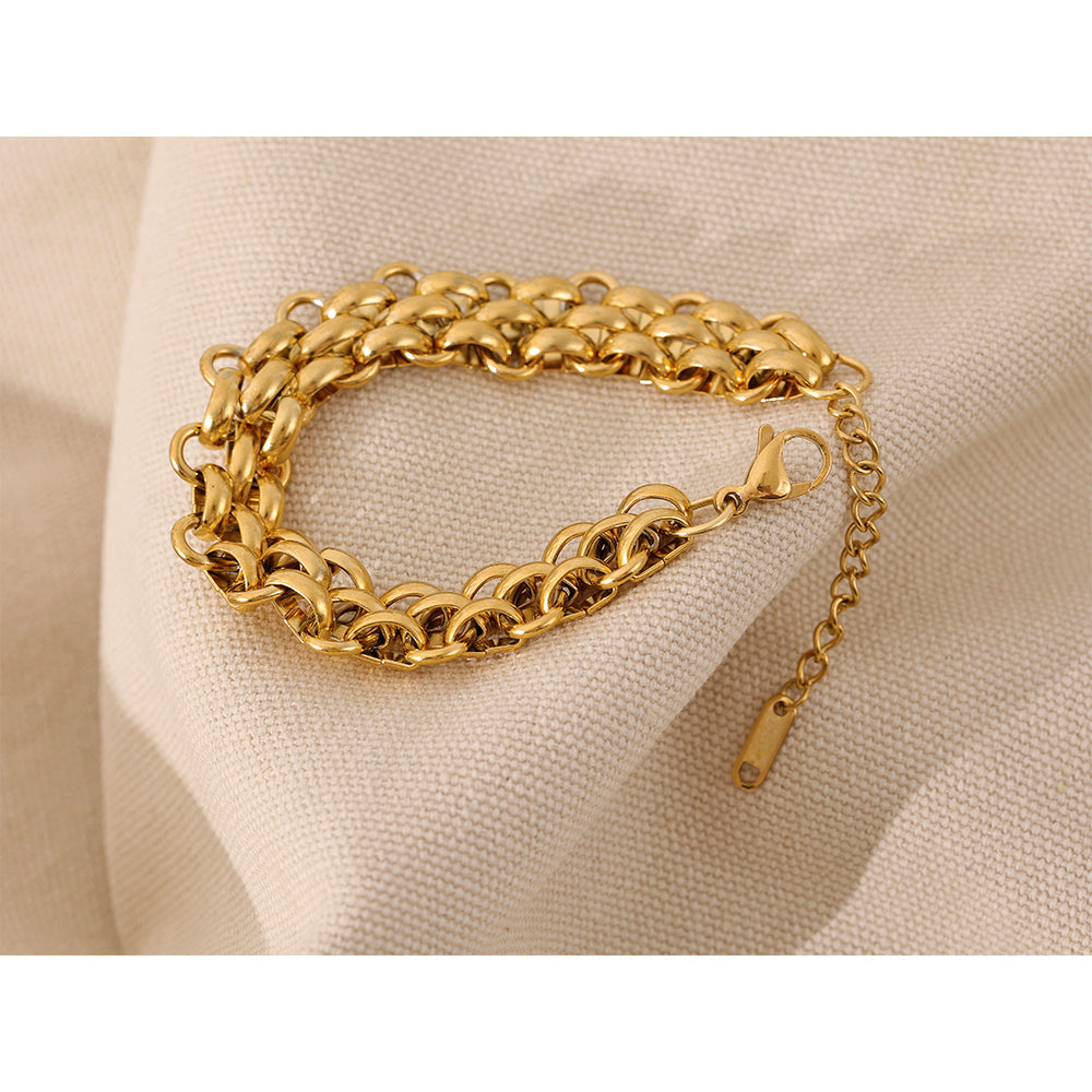 18k vergoldetes Edelstahl-Cuban-Armband, verstellbar, modisches Statement-Schmuckstück.