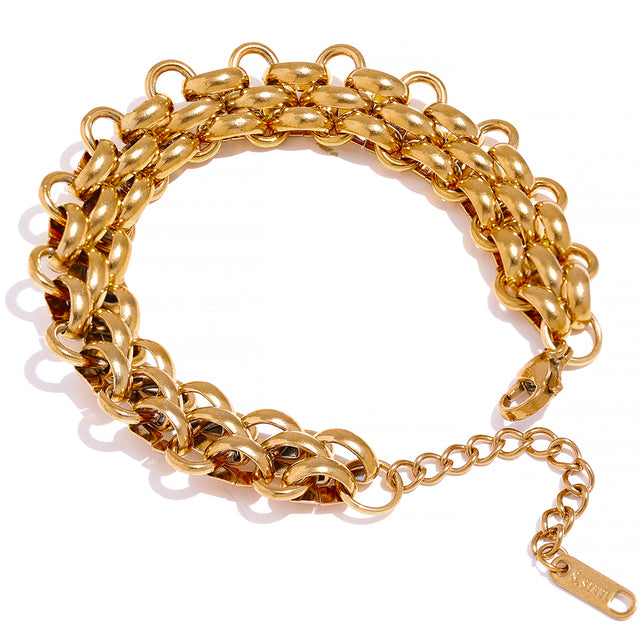 18k vergoldetes Edelstahl-Cuban Chain Armband, verstellbar, modisches Statement-Schmuckstück.
