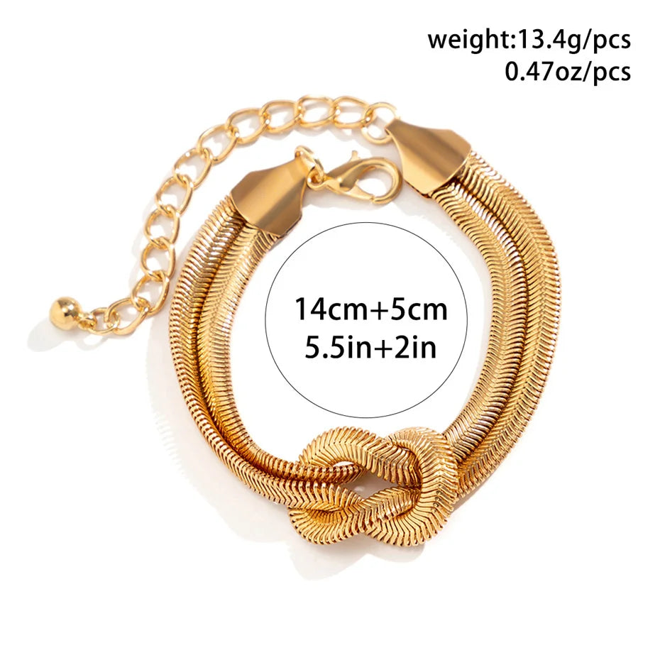 Goldenes Armband mit Knoten, verstellbar, Edelstahl, 14+5 cm, modisches Schmuckstück.