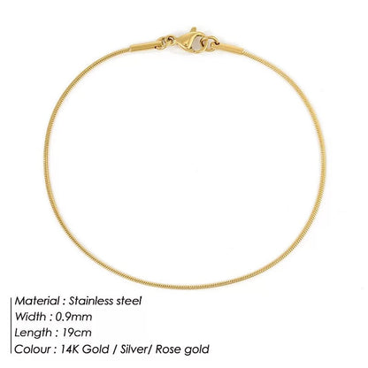 14K Gold Edelstahl Armband, 19cm, 0,9mm, Damen Schmuck, Silber, Roségold, elegantes Design