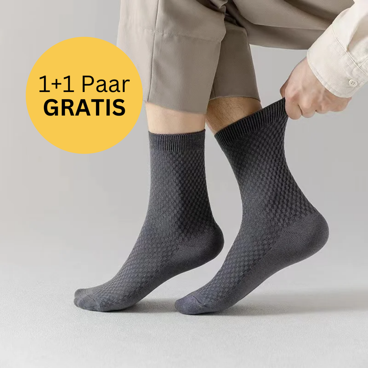 Graue Bambussocken für Herren, atmungsaktiv, 1+1 Paar gratis, bequem, umweltfreundlich.
