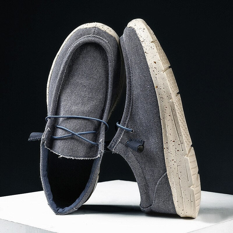 Graue Leinenschuhe für Herren, lässig, bequem, rutschfeste Sohle, modisch.
