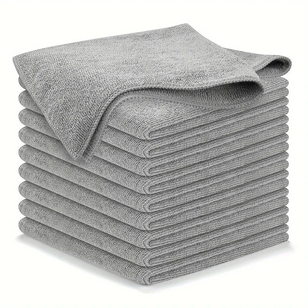 Graues Mikrofaser-Handtuch-Set, 10 Stück, saugfähig, weich, ideal für Küche und Bad.