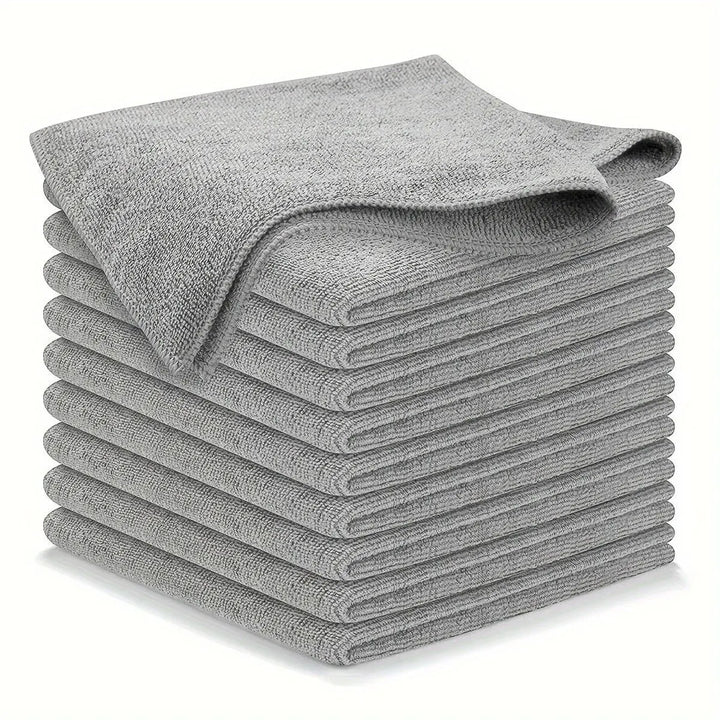 Graues Mikrofaser-Handtuch-Set, 10 Stück, saugfähig, weich, ideal für Küche und Bad.