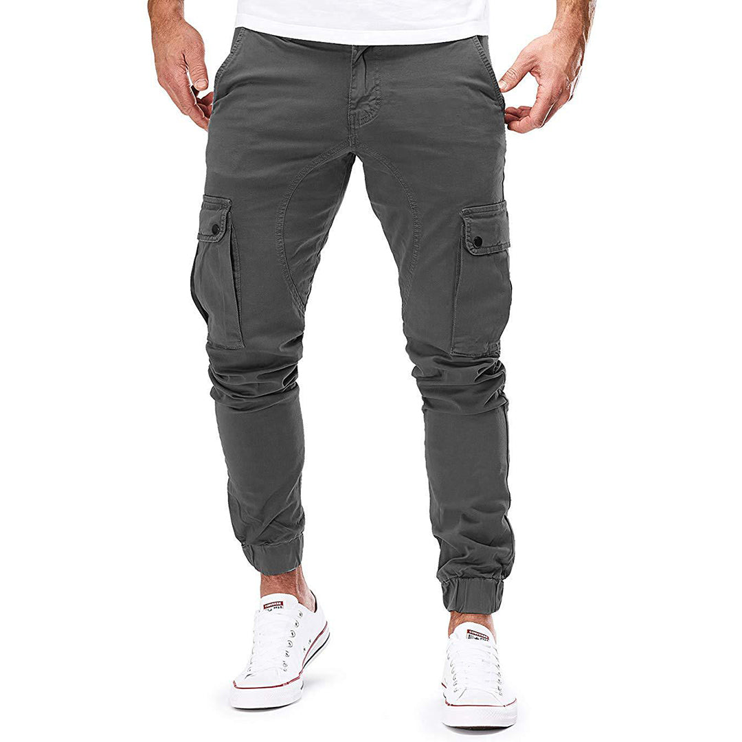 Graue Herren-Cargohose, Baumwolle, Taschen, sportlich, modisch, bequem, Freizeitkleidung.