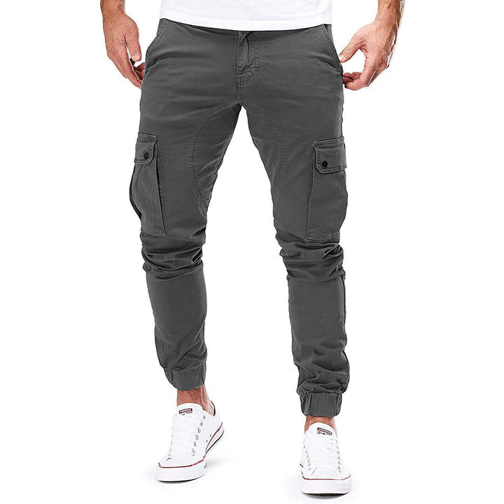 Graue Herren-Cargohose, Baumwolle, Taschen, sportlich, modisch, bequem, Freizeitkleidung.