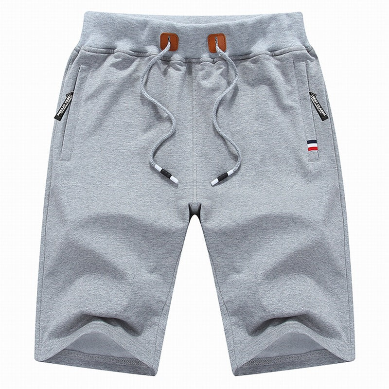Graue Herren-Shorts mit Kordelzug, Baumwolle, sportlich, bequem, Sommermode.