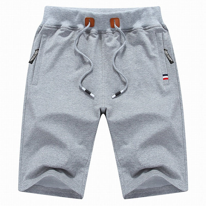 Graue Herren-Shorts mit Kordelzug, Baumwolle, sportlich, bequem, Sommermode.