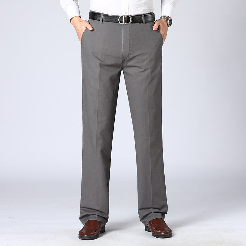 Graue Herren-Chinohose, elegant, Baumwolle, Business-Look, mit Gürtel, klassische Passform.