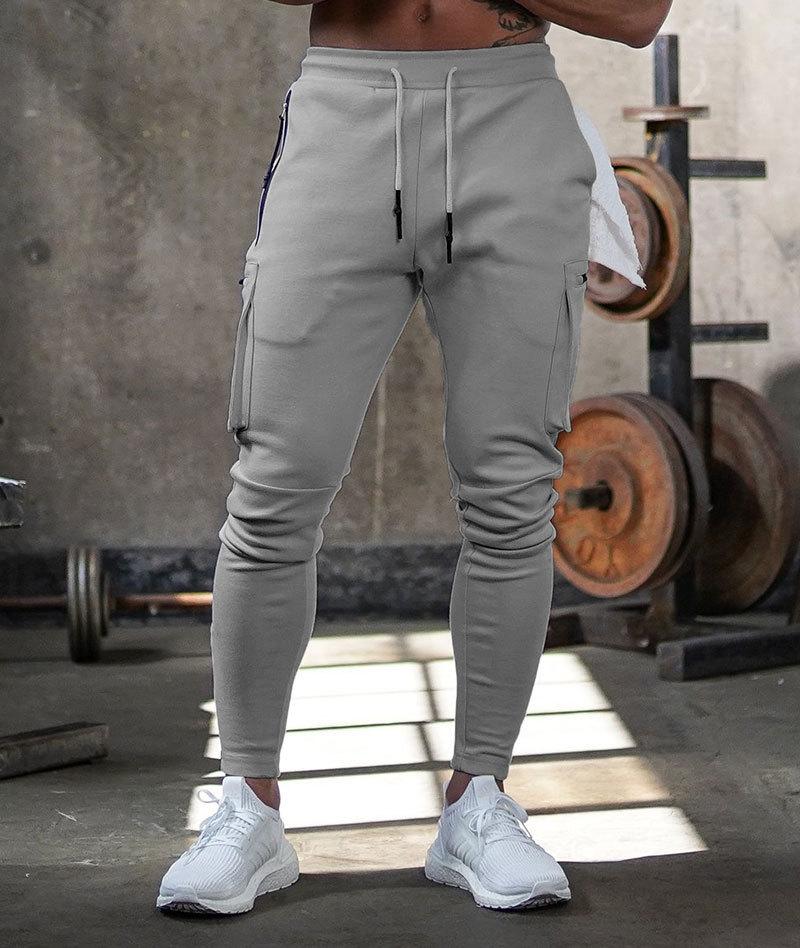 Graue Jogginghose Herren, Slim Fit, mit Taschen, Fitnessstudio, Sportbekleidung, bequem.