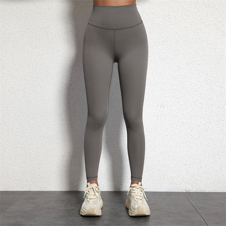 Graue Damen-Leggings aus Titan, hoch tailliert, nahtlos, Sportbekleidung, Fitnessmode.
