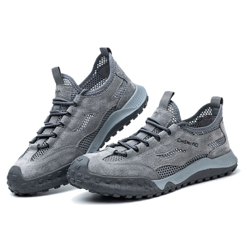 Graue Herren-Wanderschuhe, atmungsaktiv, rutschfest, Outdoor-Sportschuhe.
