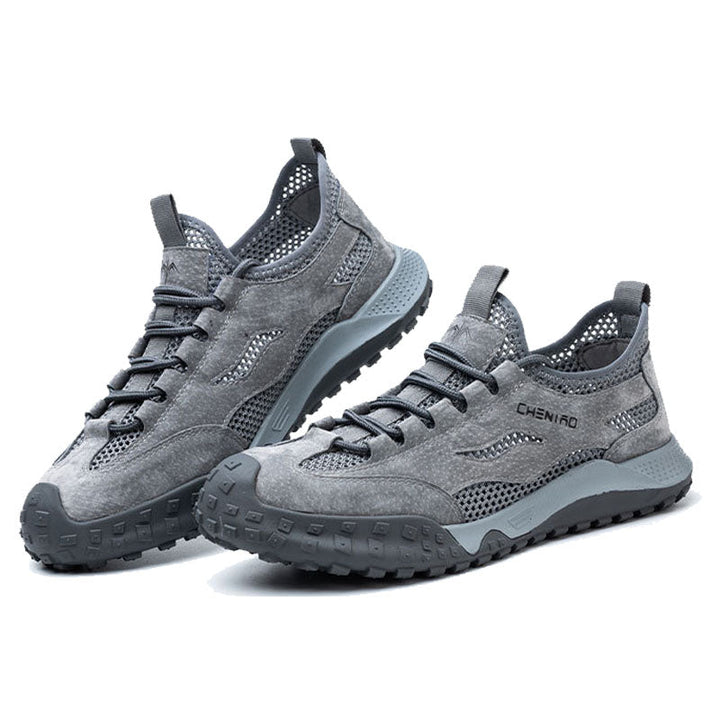 Graue Herren-Wanderschuhe, atmungsaktiv, rutschfest, Outdoor-Sportschuhe.