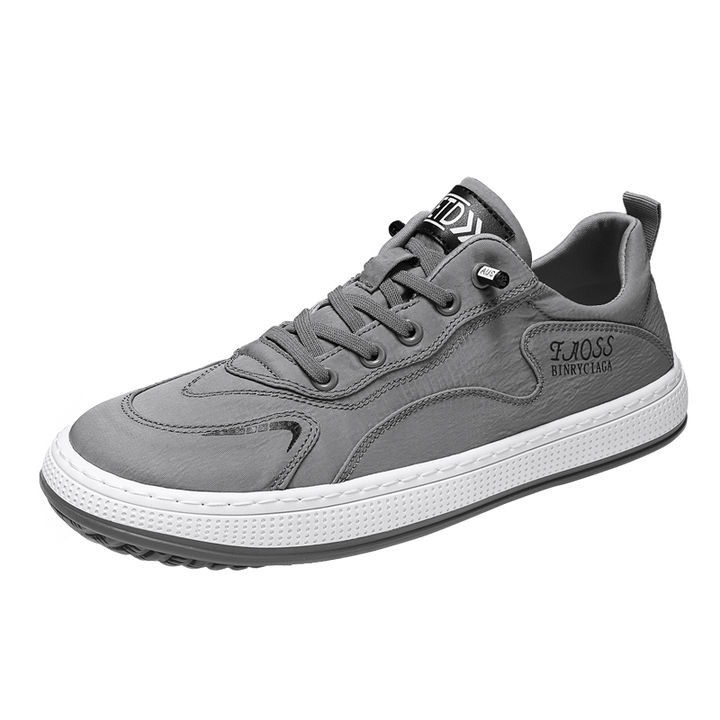 Grauer Sneaker Herren, Leder, sportlich, rutschfest, modisch, bequem, Freizeit, Größe 42.