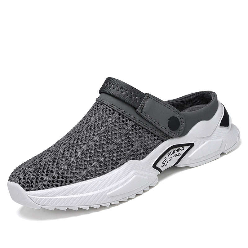 Grauer Herren-Sneaker, atmungsaktiv, Mesh, rutschfest, ideal für Laufen und Freizeit.