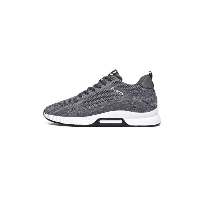 Grauer Sportschuh, atmungsaktives Mesh, weiße Sohle, Herren Sneaker, modisch, bequem.