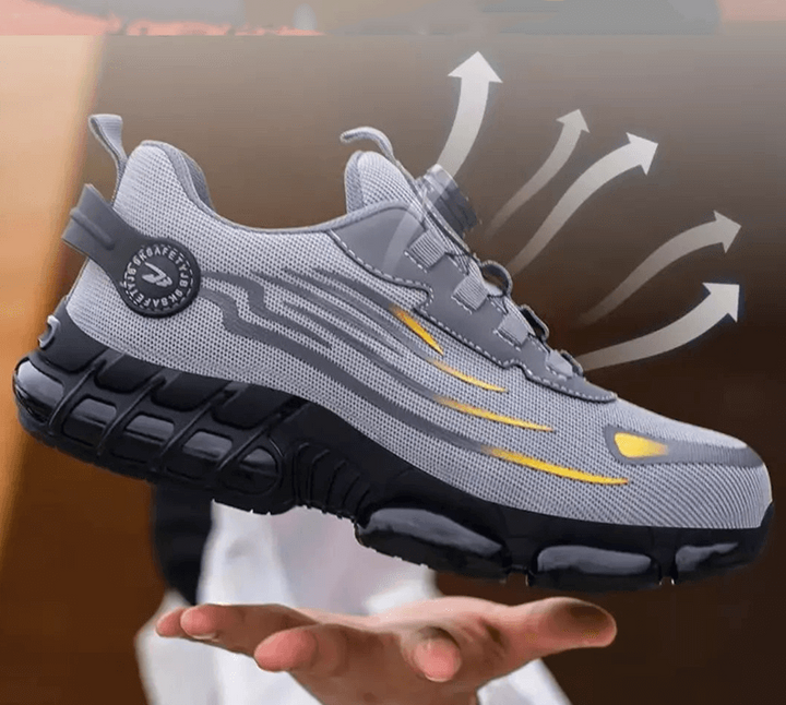 Grauer Sportschuh mit Luftpolstersohle, atmungsaktiv, ergonomisches Design, Herren Sneaker.