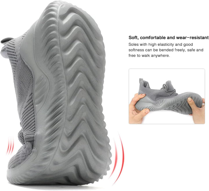 Grauer Sportschuh, rutschfeste Sohle, atmungsaktives Mesh, flexibel, bequem, für Herren.