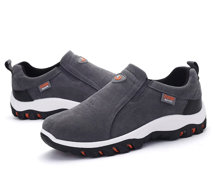 Graue Herren-Sportschuhe, rutschfest, atmungsaktiv, bequem, für Outdoor-Aktivitäten.