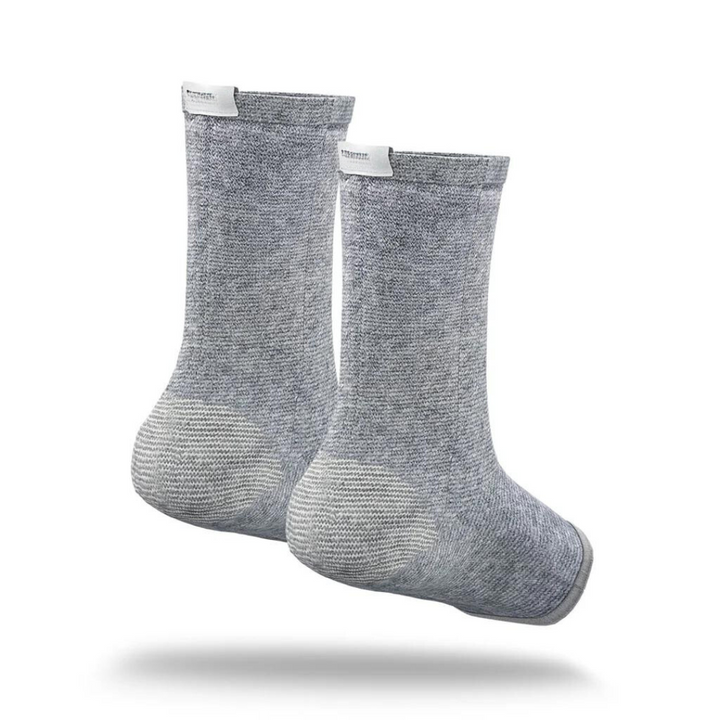 Graue Kompressionssocken, atmungsaktiv, nahtlos, für Sport und Alltag, Unisex.