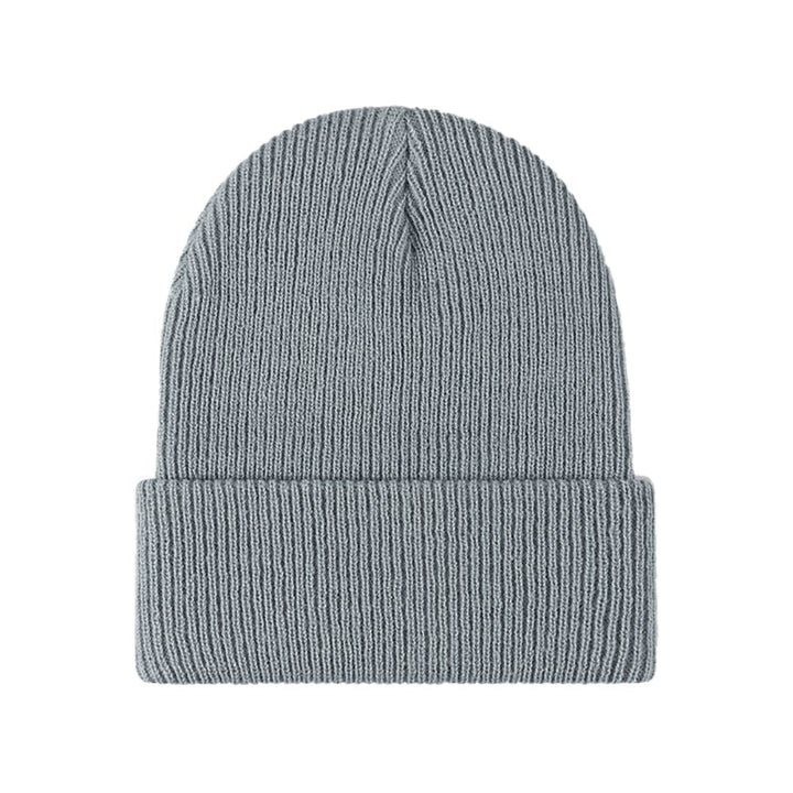 Graue Strickmütze aus Wolle, Unisex, warm, modisch, ideal für Winter, Freizeitkleidung.