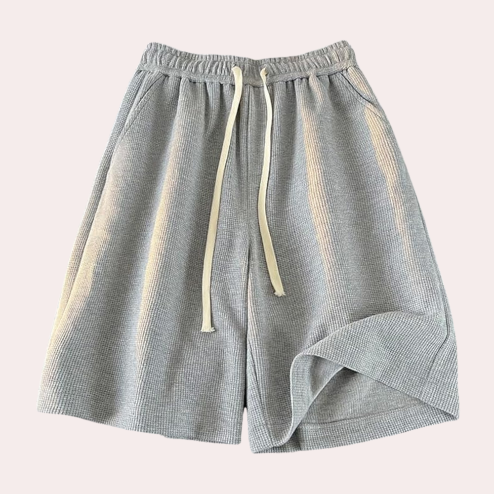 Graue Herren-Shorts aus Baumwolle mit Kordelzug, bequem, lässig, Sommermode.