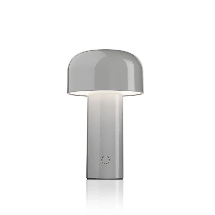 Graue Tischlampe aus Metall, modernes Design, LED-Beleuchtung, für Wohnzimmer oder Büro.