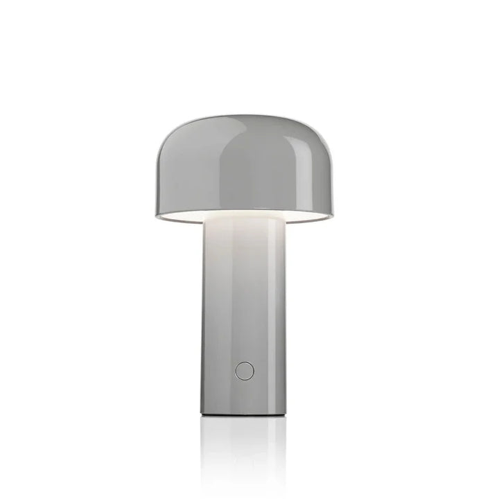 Graue Tischlampe aus Metall, modernes Design, LED-Beleuchtung, für Wohnzimmer oder Büro.