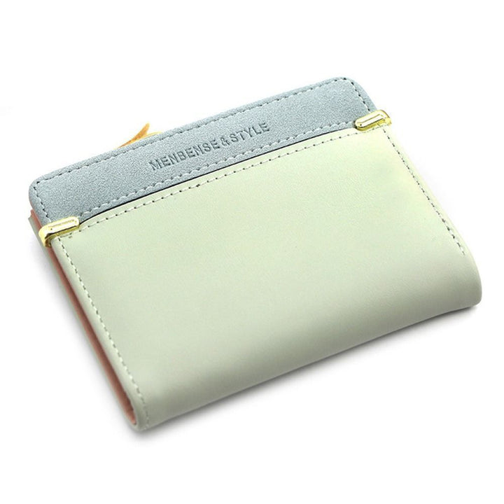 Grüne Leder-Geldbörse mit grauem Akzent, stilvolles Design, kompakt, für Damen und Herren.