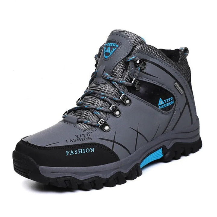 Grauer Wanderschuh, wasserdicht, atmungsaktiv, rutschfest, Outdoor, Herren, Trekking.