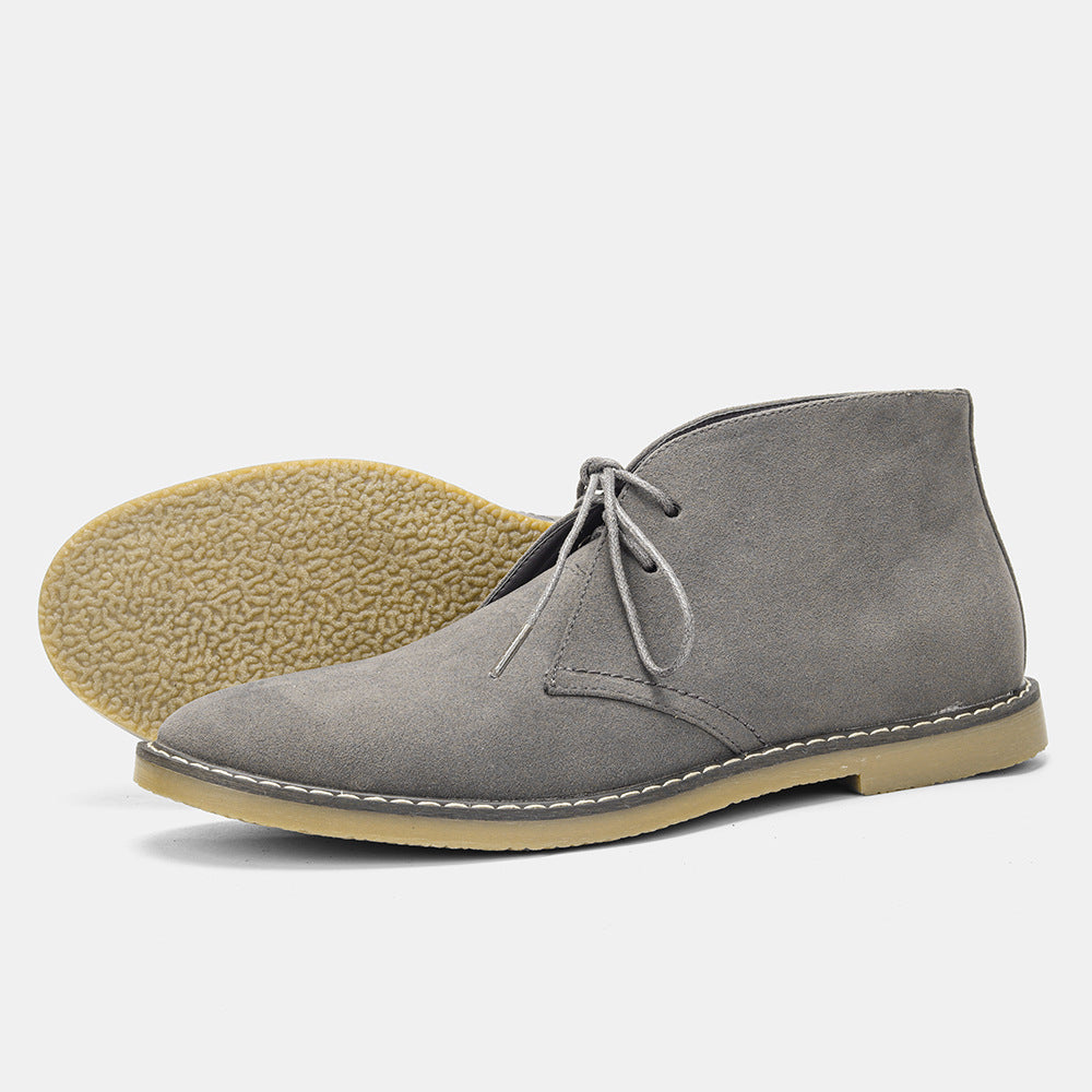 Graue Wildleder Desert Boots für Herren, rutschfeste Sohle, modische Freizeitschuhe.