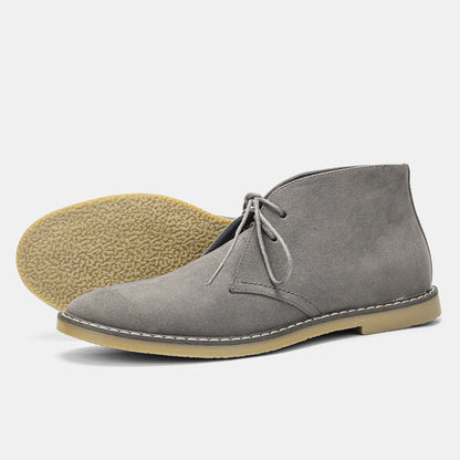 Graue Wildleder Desert Boots für Herren, rutschfeste Sohle, modische Freizeitschuhe.