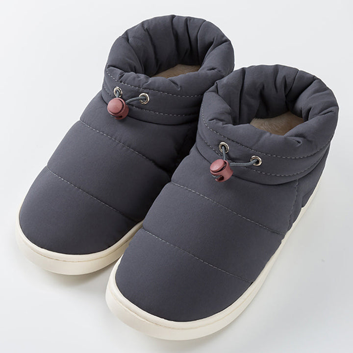 Graue Winterstiefel, gefüttert, rutschfest, warm, Damen, Outdoor, bequem, modisch.