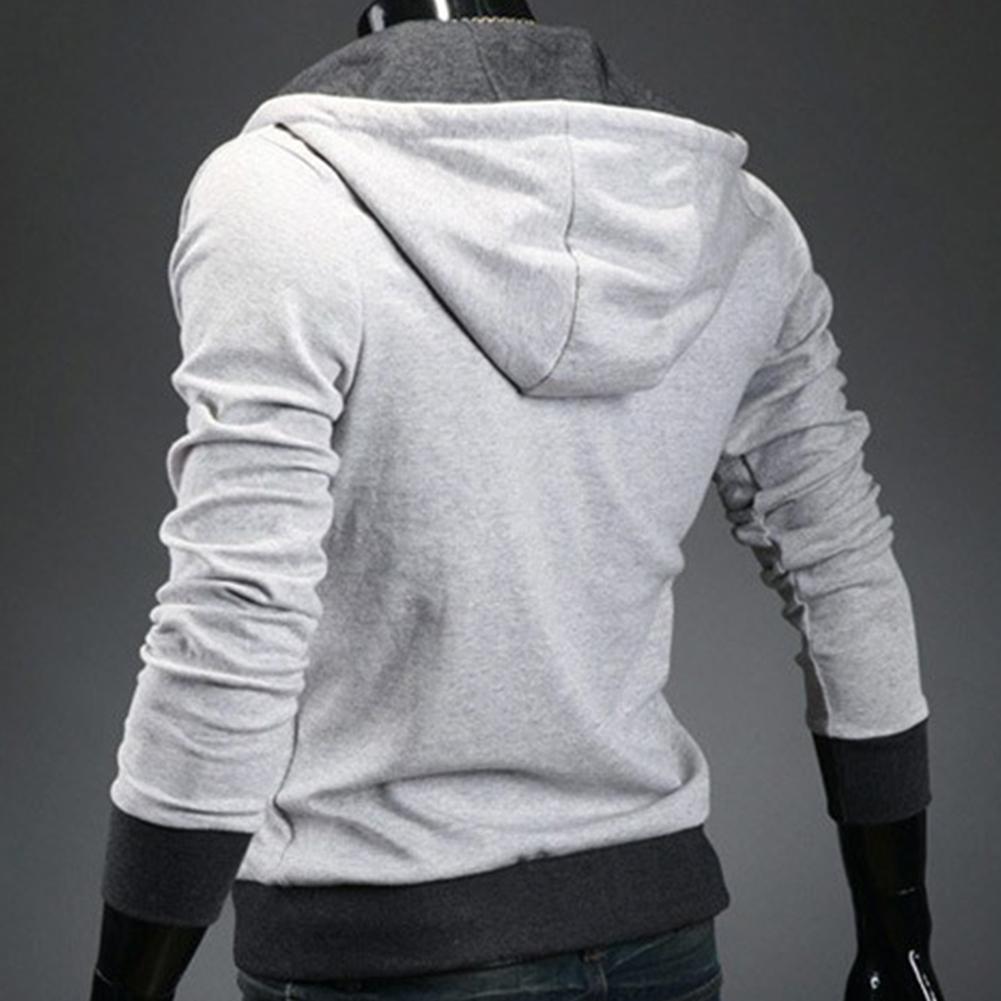 Grauer Kapuzenpullover Herren, Baumwolle, modisch, bequem, langärmelig, Freizeitkleidung.
