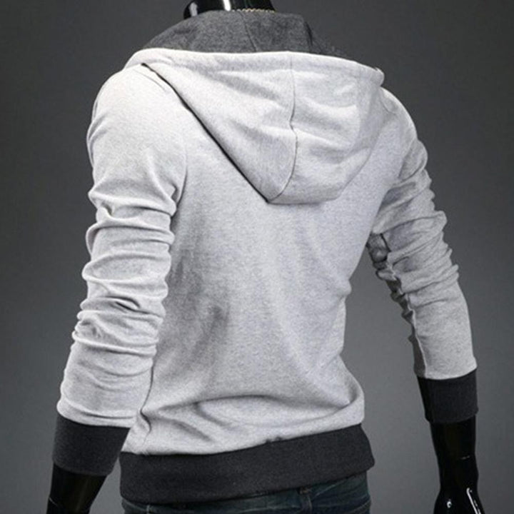 Grauer Kapuzenpullover Herren, Baumwolle, modisch, bequem, langärmelig, Freizeitkleidung.