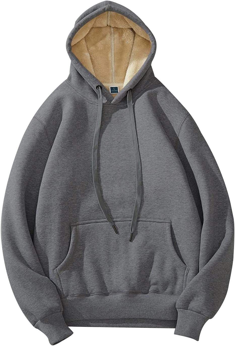 Grauer Kapuzenpullover aus Baumwolle, warmes Fleece-Innenfutter, Unisex, modisch, bequem.