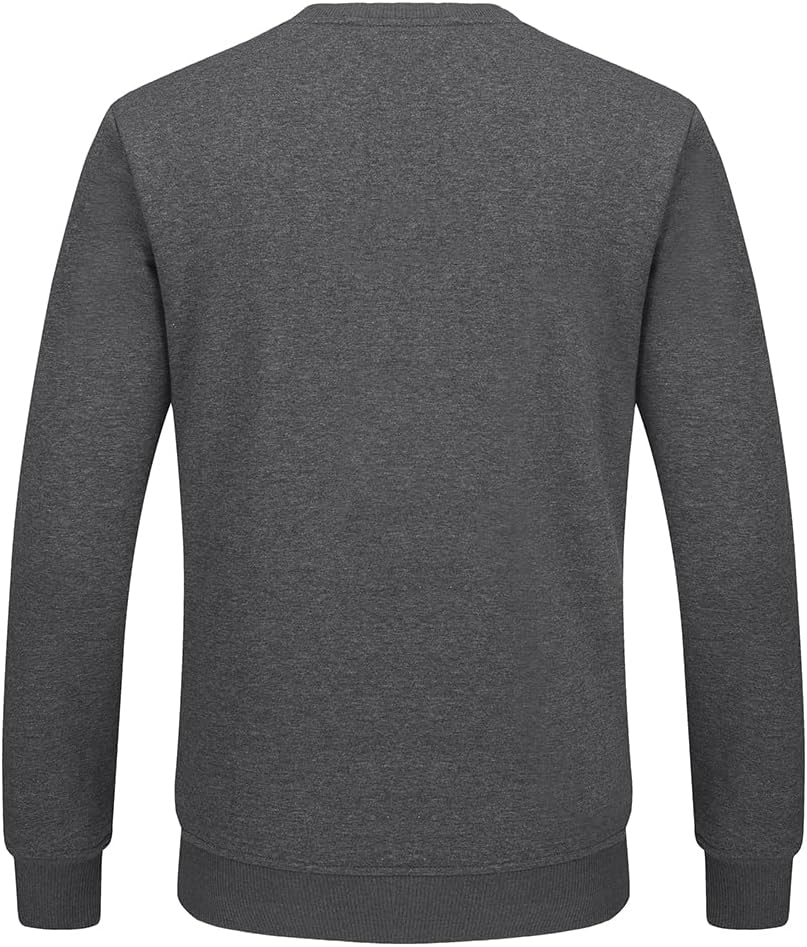Dunkelgrauer Herrenpullover, langärmelig, Baumwolle, Rückansicht, modisch, bequem, casual.