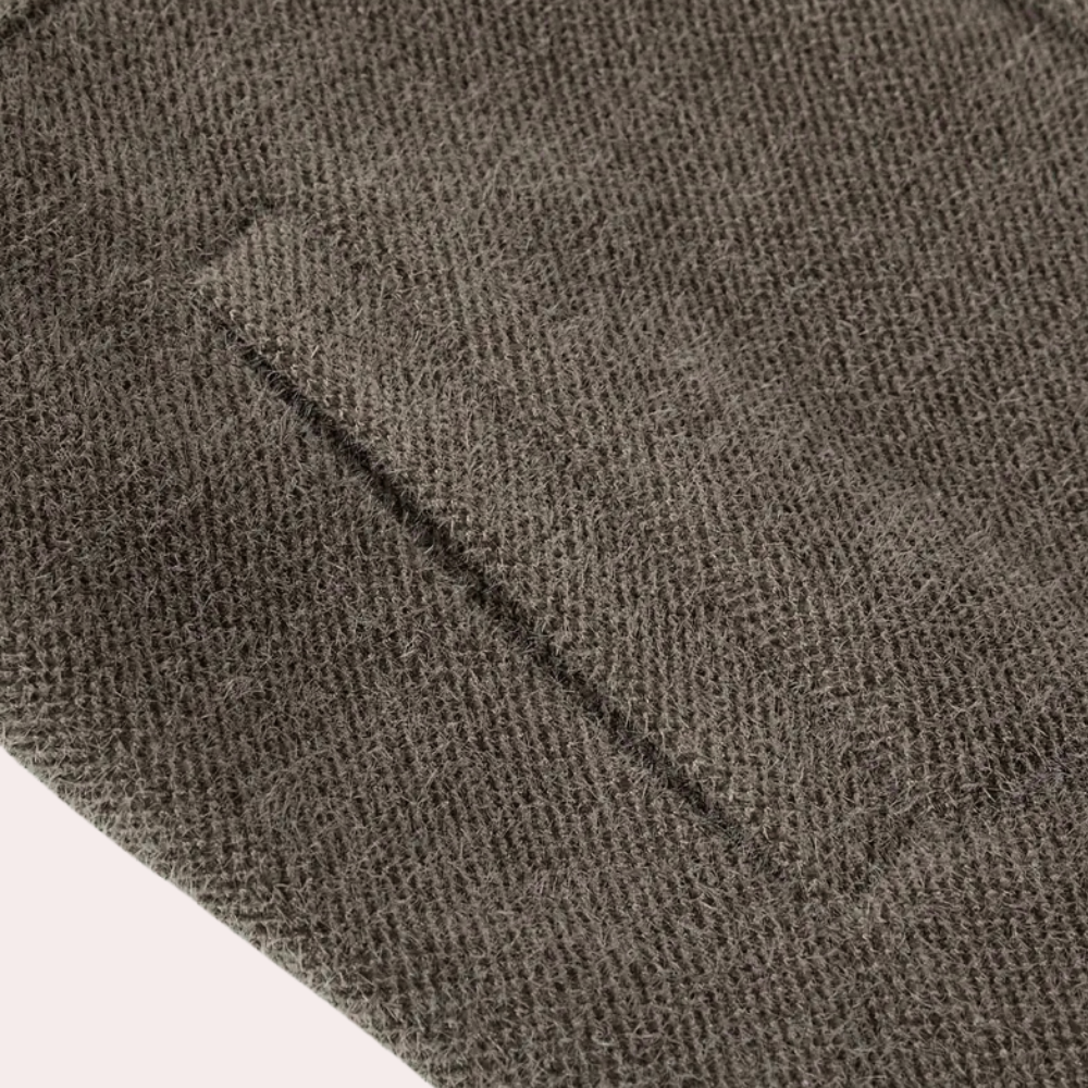 Grauer Wollstoff, Nahaufnahme, Textur, weiches Material, Bekleidungsdesign, hochwertiger Stoff.