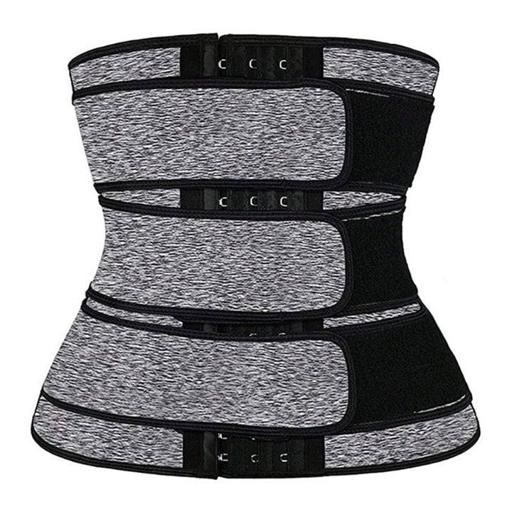 Grauer Taillentrainer aus Neopren, verstellbar, Fitnessgürtel für Bauchformung.
