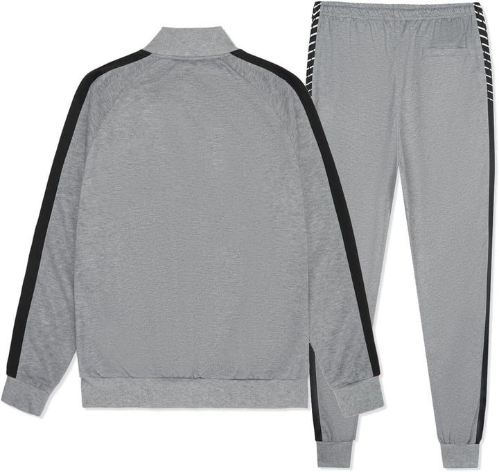 Grauer Trainingsanzug für Herren, Jacke und Hose, Sportbekleidung, atmungsaktiv, bequem.